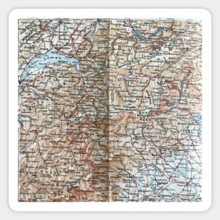 Where France, Italy and Switzerland Meet, 1800s map Sticker